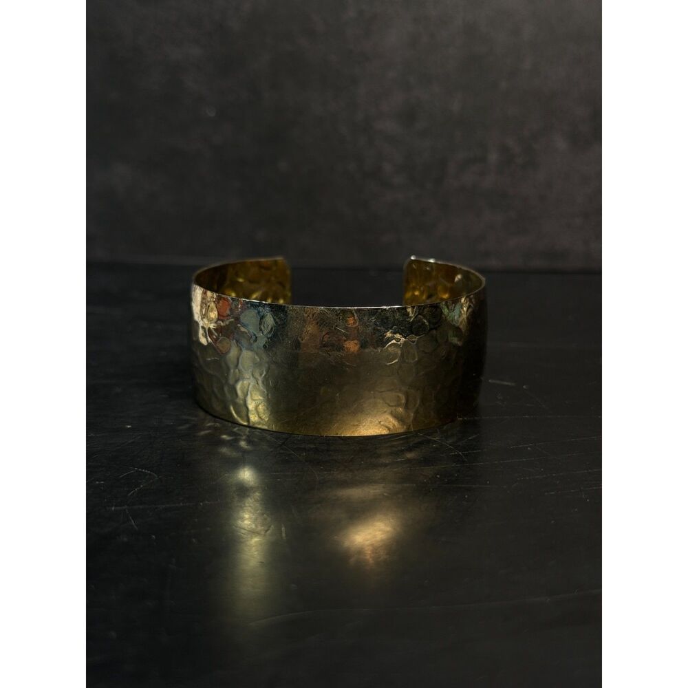 Vintage Handmade Hammered Silvertone Cuff Bracelet Size 6